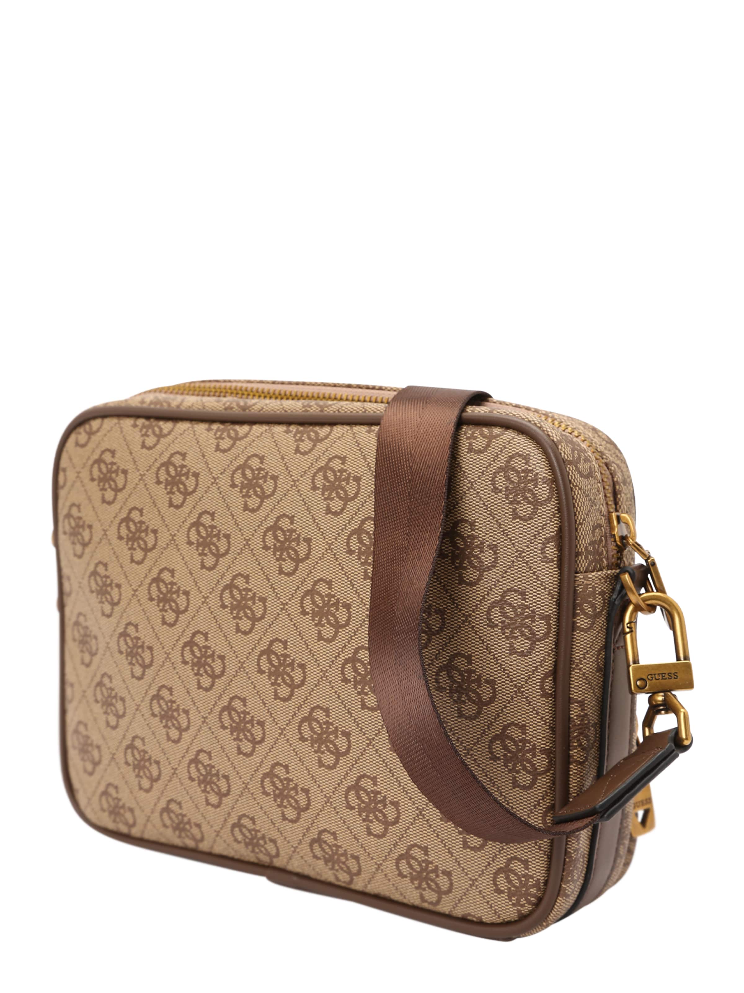 GUESS Axelremsväska 'MILANO CROSSBODY DOUBLE ZIP' i beige