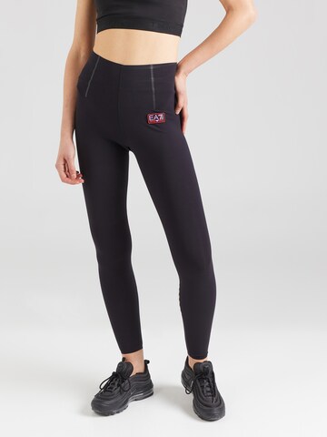 EA7 Emporio Armani Skinny Sportbroek in Zwart: voorkant