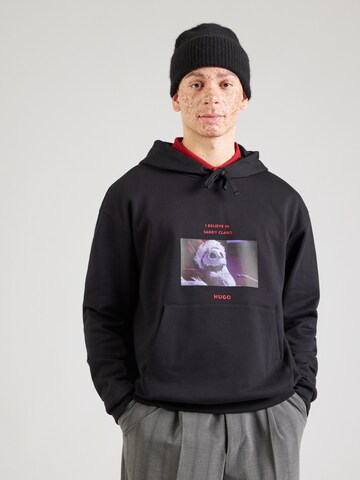 HUGO Μπλούζα φούτερ 'Diskellington_NBC' σε μαύρο: μπροστά
