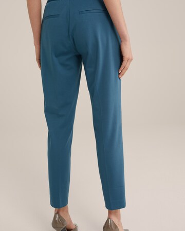 WE Fashion Úzky strih Nohavice s pukmi - Modrá