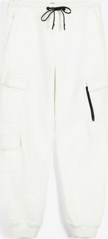 Bershka Tapered Cargobroek in Wit: voorkant