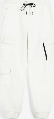 Effilé Pantalon cargo Bershka en blanc : devant