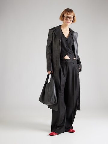 co'couture Široký strih Nohavice s pukmi - Čierna