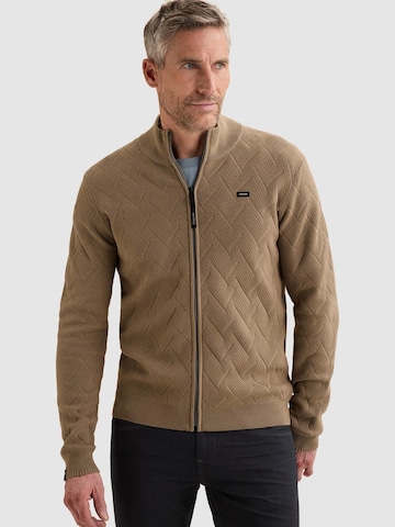 VANGUARD Gebreid vest 'Bonded cotton cardigan with allover textured pattern' in Wit: voorkant