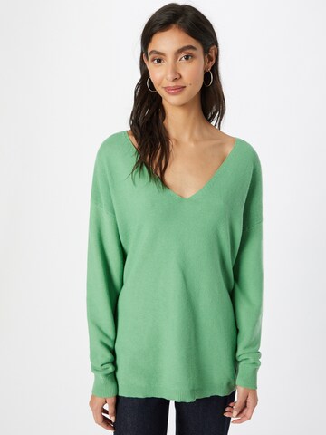 Cream Sweater in Green: front