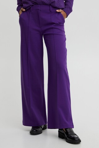 ICHI Wide Leg Hose 'Kate' in Lila: Vorderseite