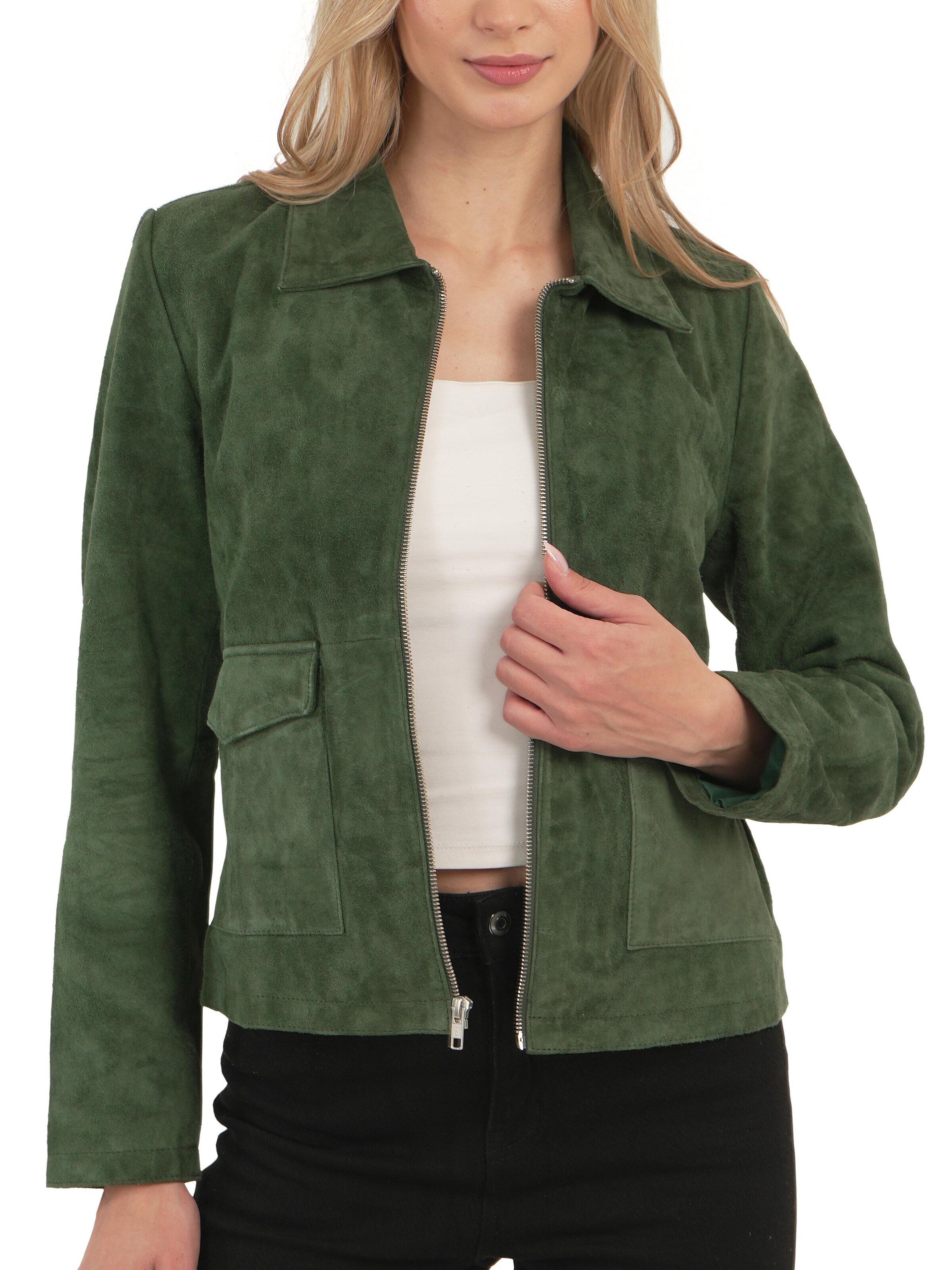 Chic and Clicks - Chaqueta de entretiempo 'Terra Suede' en verde