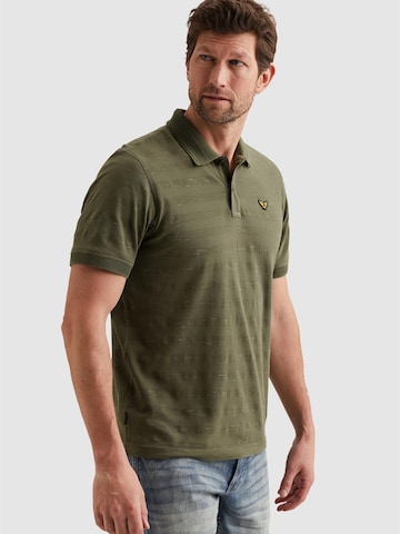 PME Legend - Camiseta 'Polo shirt with stripe pattern and flight pocket' en verde: frente