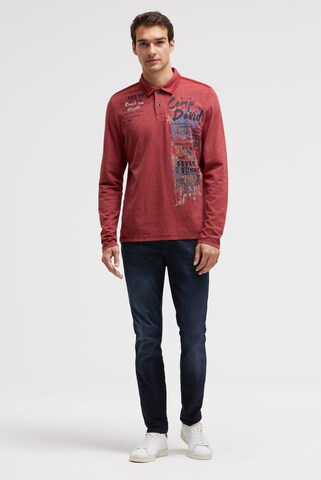 CAMP DAVID Langarmpolo mit Photoprint in Rot