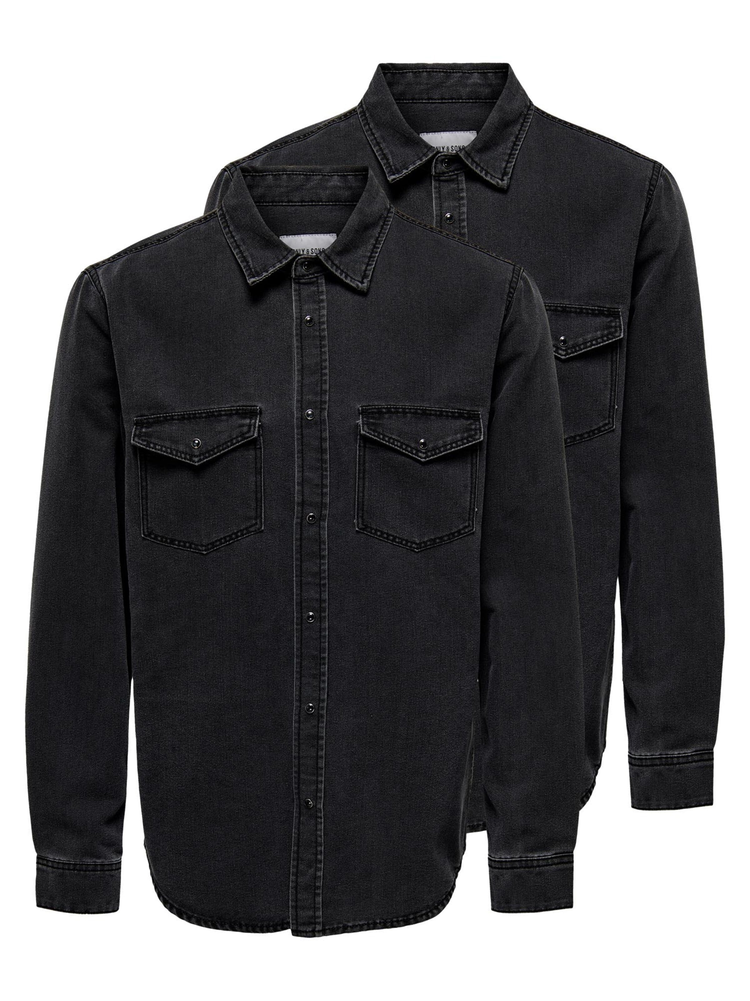 Only & Sons Regular fit Button Up Shirt 'Bane' in Grey: front