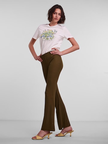 PIECES Flared Trousers 'Toppy' in Green