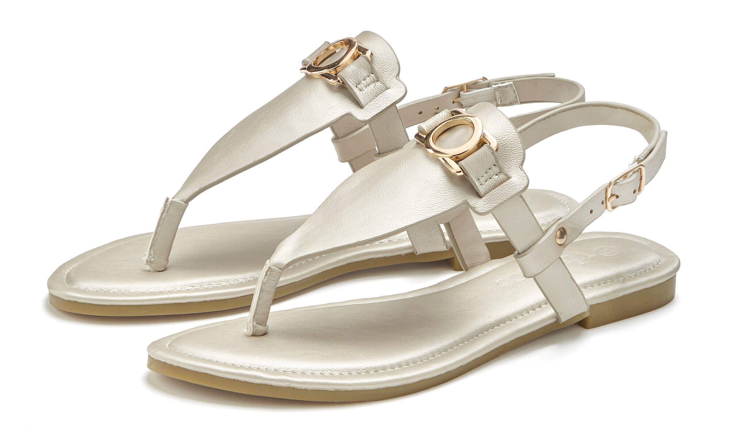 VIVANCE T-Bar Sandals in Gold