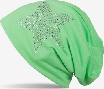 styleBREAKER Mütze 'Leichte Beanie mit Strass Stern' in Grün: Vorderseite