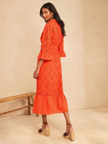 Robe-chemise love & roses en orange