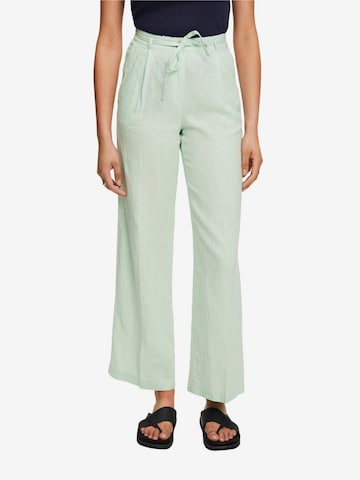 Wide Leg Pantalon à plis ESPRIT en vert : devant