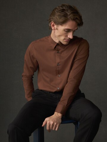 Next Regular fit Button Up Shirt in Brown