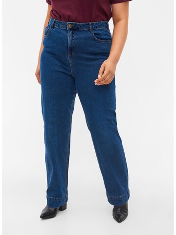 Regular Jeans de la Zizzi pe albastru: față