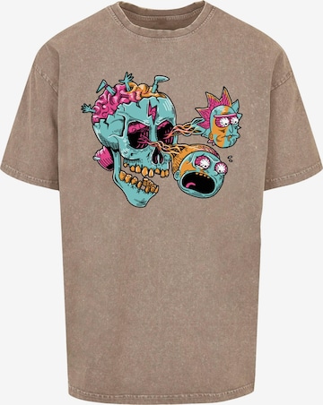 ABSOLUTE CULT T-Shirt 'Rick And Morty - Eyeball Skull' in Braun: predná strana