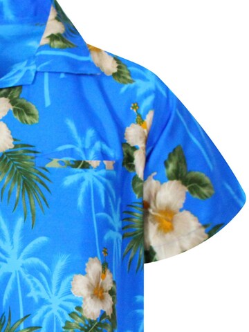 King Kameha Shirt 'Small Flower'‌‌‌‌‌‌‌‌ in Blau