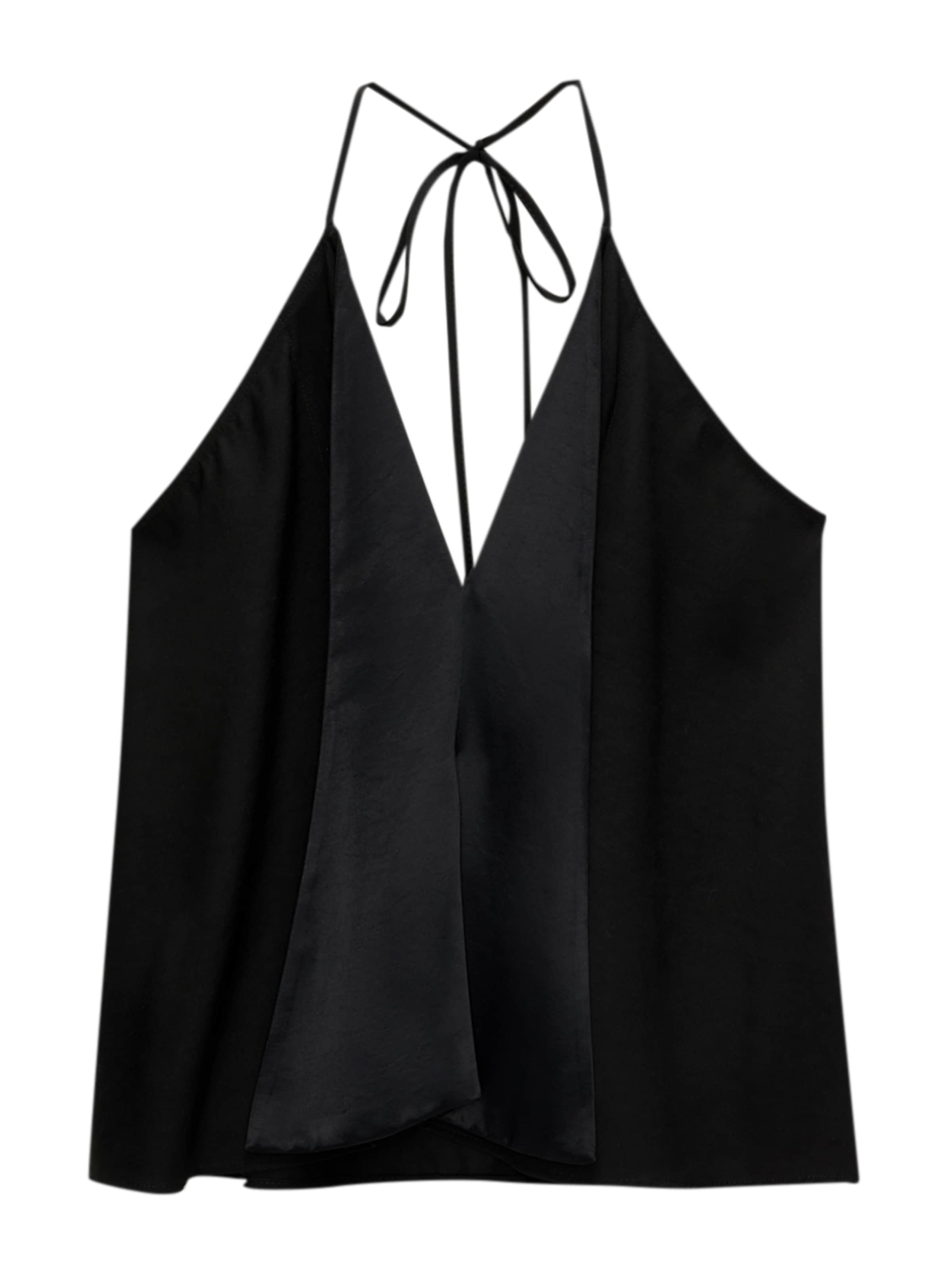 Pull&Bear Top | črna barva: sprednja stran