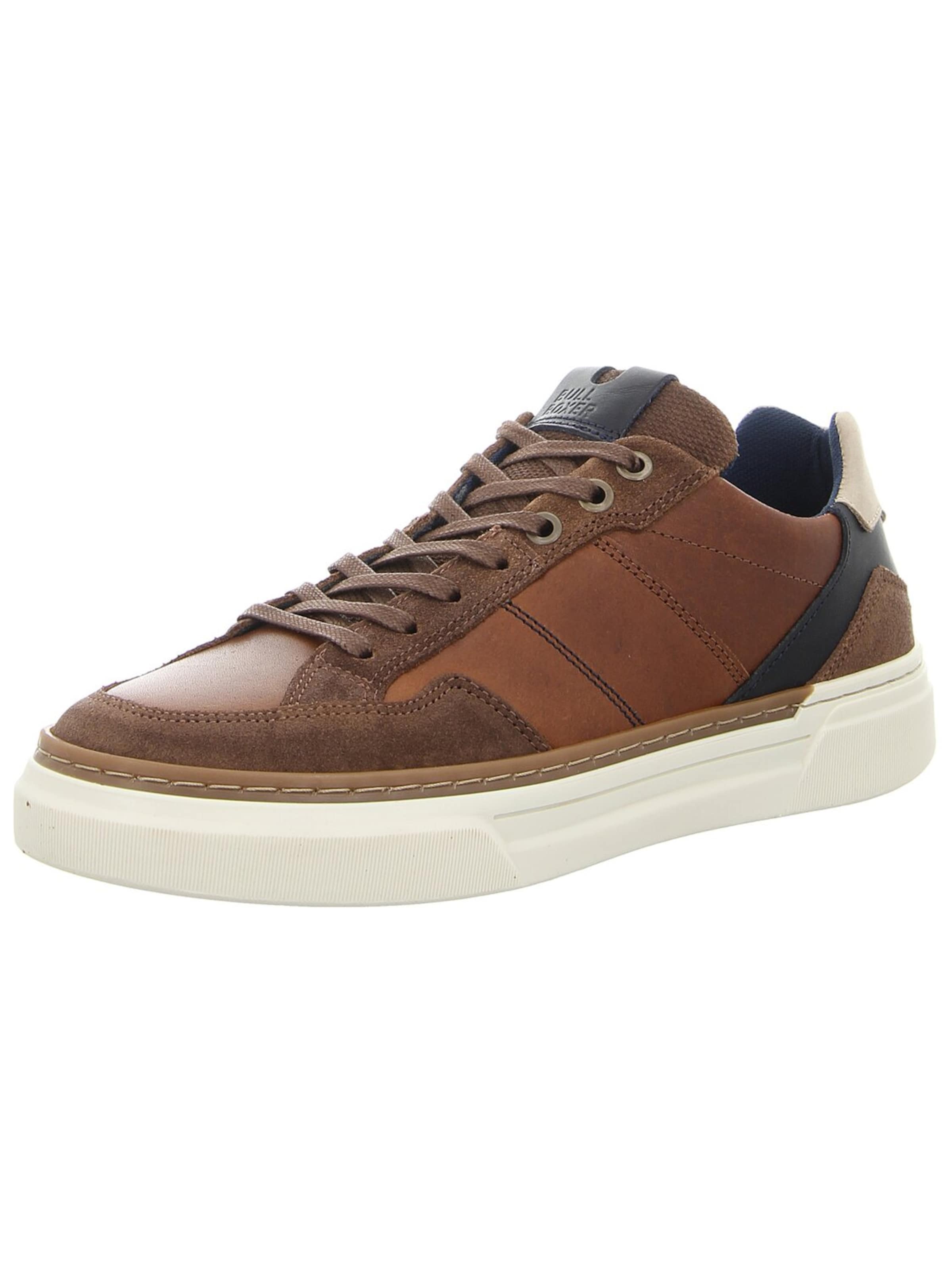 BULLBOXER Athletic Lace-Up Shoes 'Herren Sneaker 281P21852ACONB Echt Leder in braun' in Brown: front