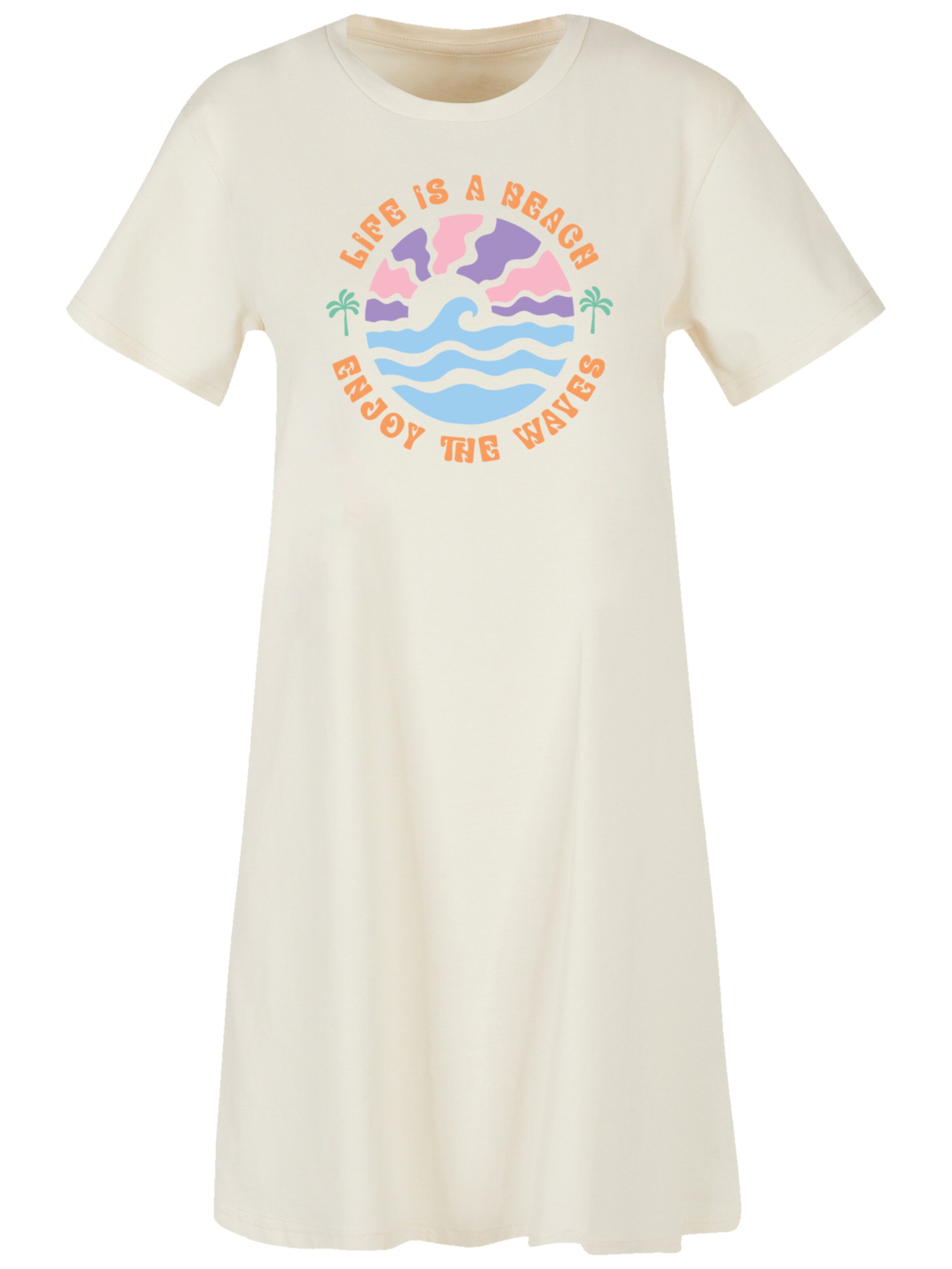 F4NT4STIC Jurk 'Life Is A Beach Enjoy The Waves' in Beige: voorkant