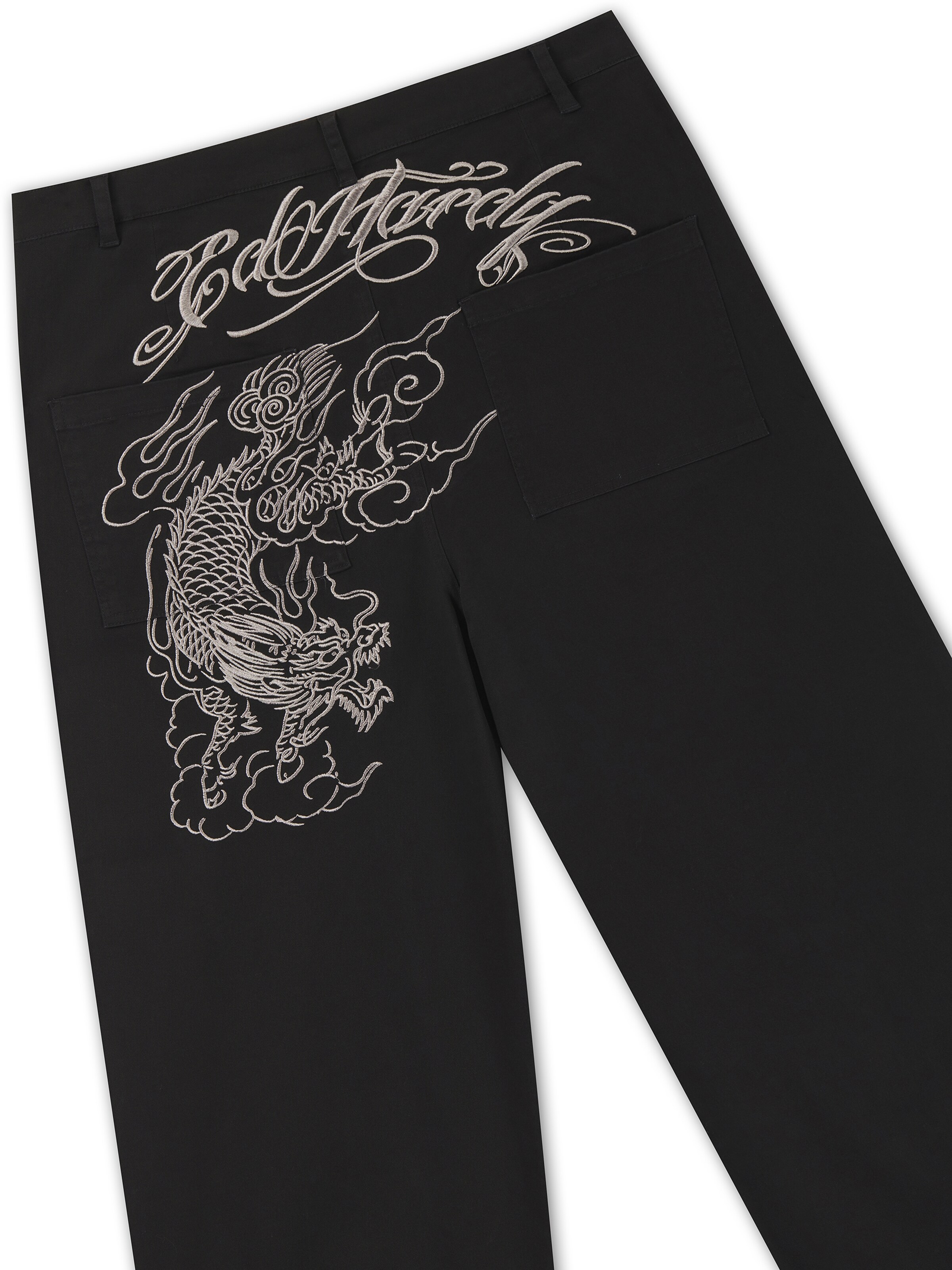 Regular Pantalon Ed Hardy en noir : derrière