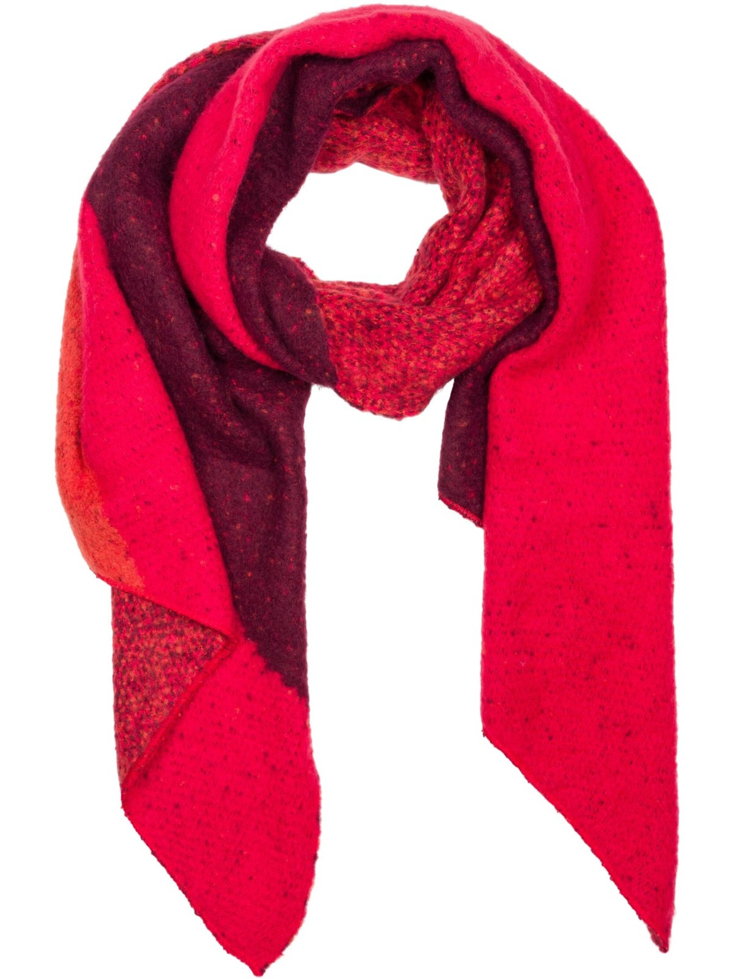 styleBREAKER Oversizeschal 'Asymmetrischer Web Schal 3-Farbig'‌‌‌‌‌‌‌ in Rot: Vorderseite