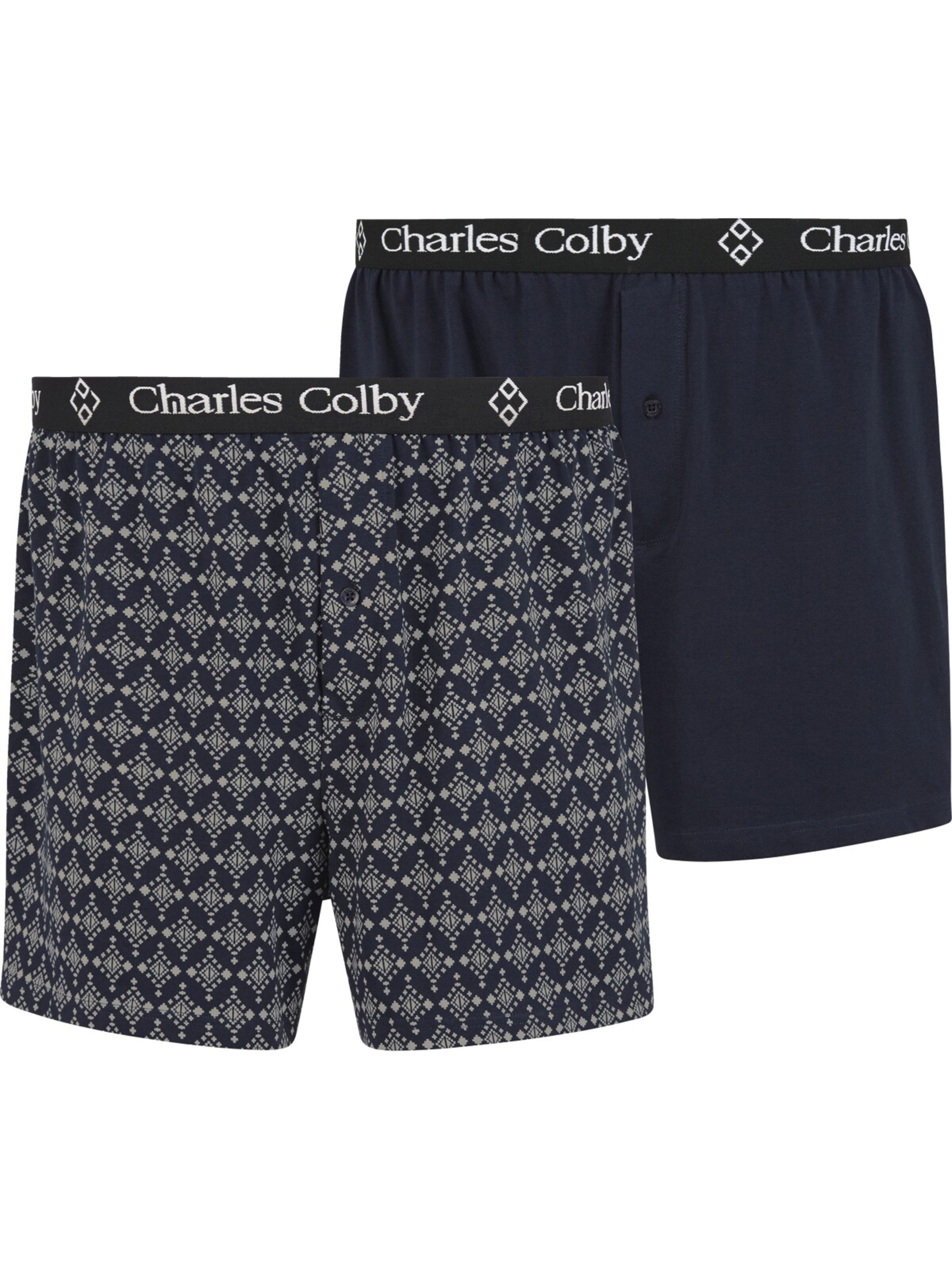 Charles Colby 2er Pack Boxershorts ' Lord Hopkinson ' in Blau: Vorderseite