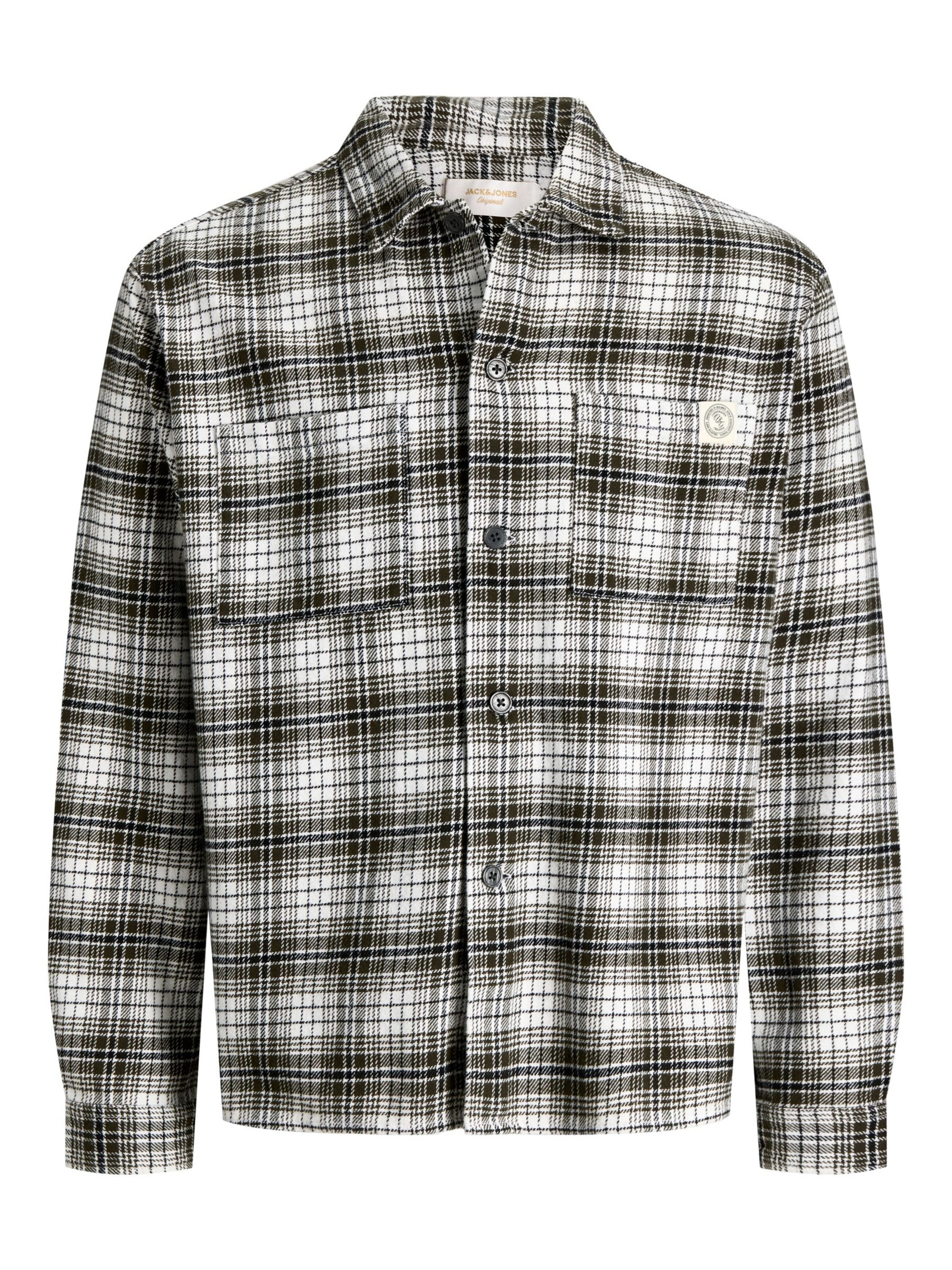 JACK & JONES Chemise en L en vert foncé / blanc, Vue avec produit