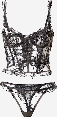Nasty Gal Bralette Underwear Sets in Black: front