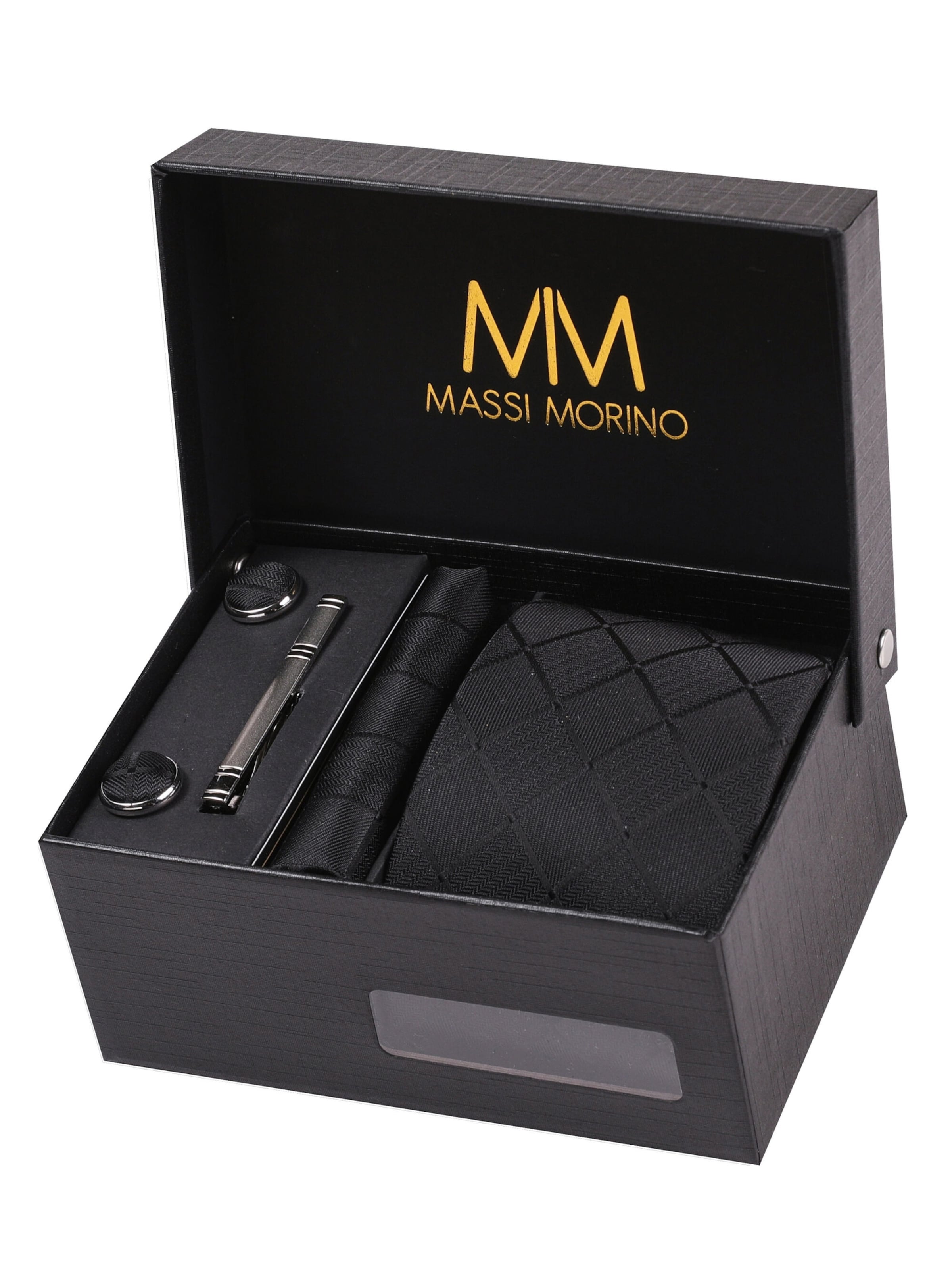 Massi Morino Krawatte in Schwarz: Vorderseite