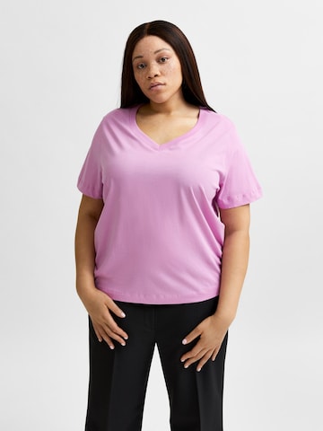 Tricou 'Andard' de la Selected Femme Curve pe roz: față