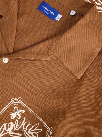 JACK & JONES Comfort fit Button Up Shirt in Brown