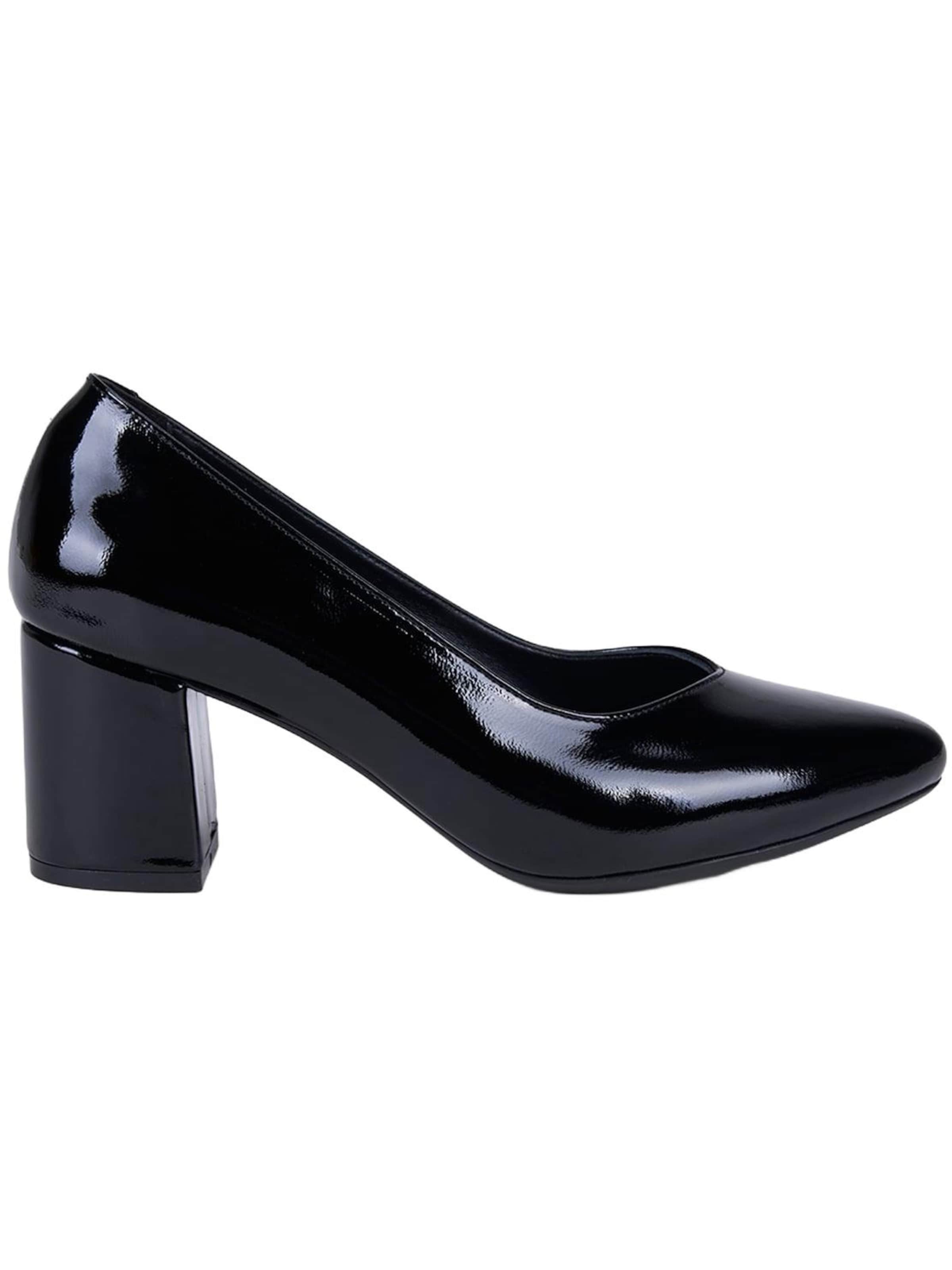 Desa - Zapatos destalonado 'DESA Damen-Pumps aus Lackleder mit Blockabsatz' en negro