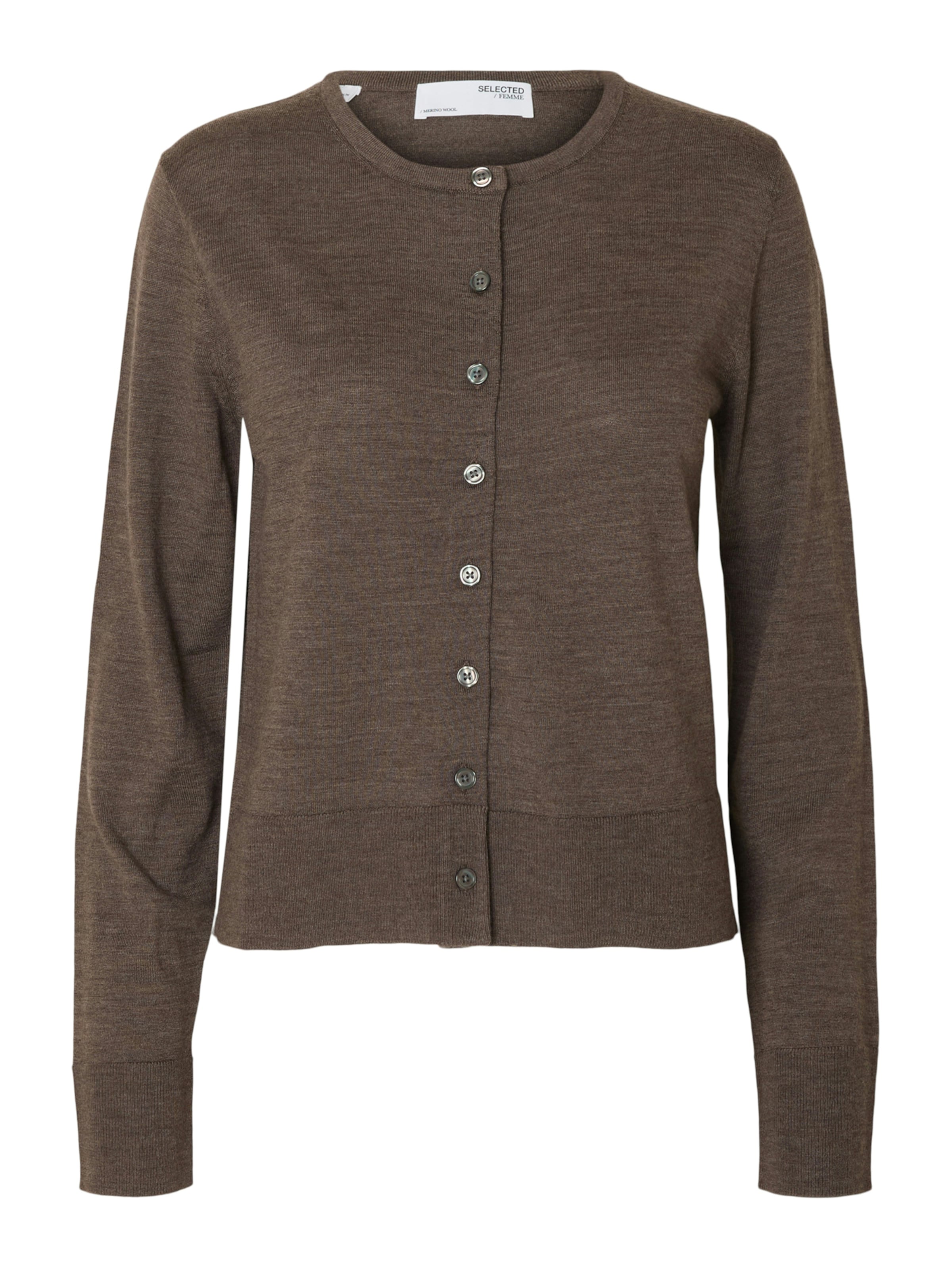 Cardigan 'SLFThea' SELECTED en marron : devant
