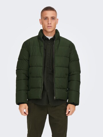 Veste mi-saison Only & Sons en vert : devant