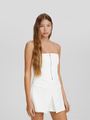 Bershka Jumpsuit in White: front