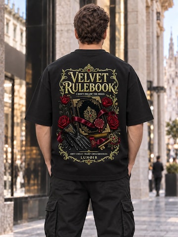 LUNØIR Studio Shirt 'Velvet Rulebook'‌‌‌‌ in Schwarz
