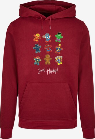 ABSOLUTE CULT Sweatshirt 'Marvel - Gingerbread Avengers' in Rood: voorkant