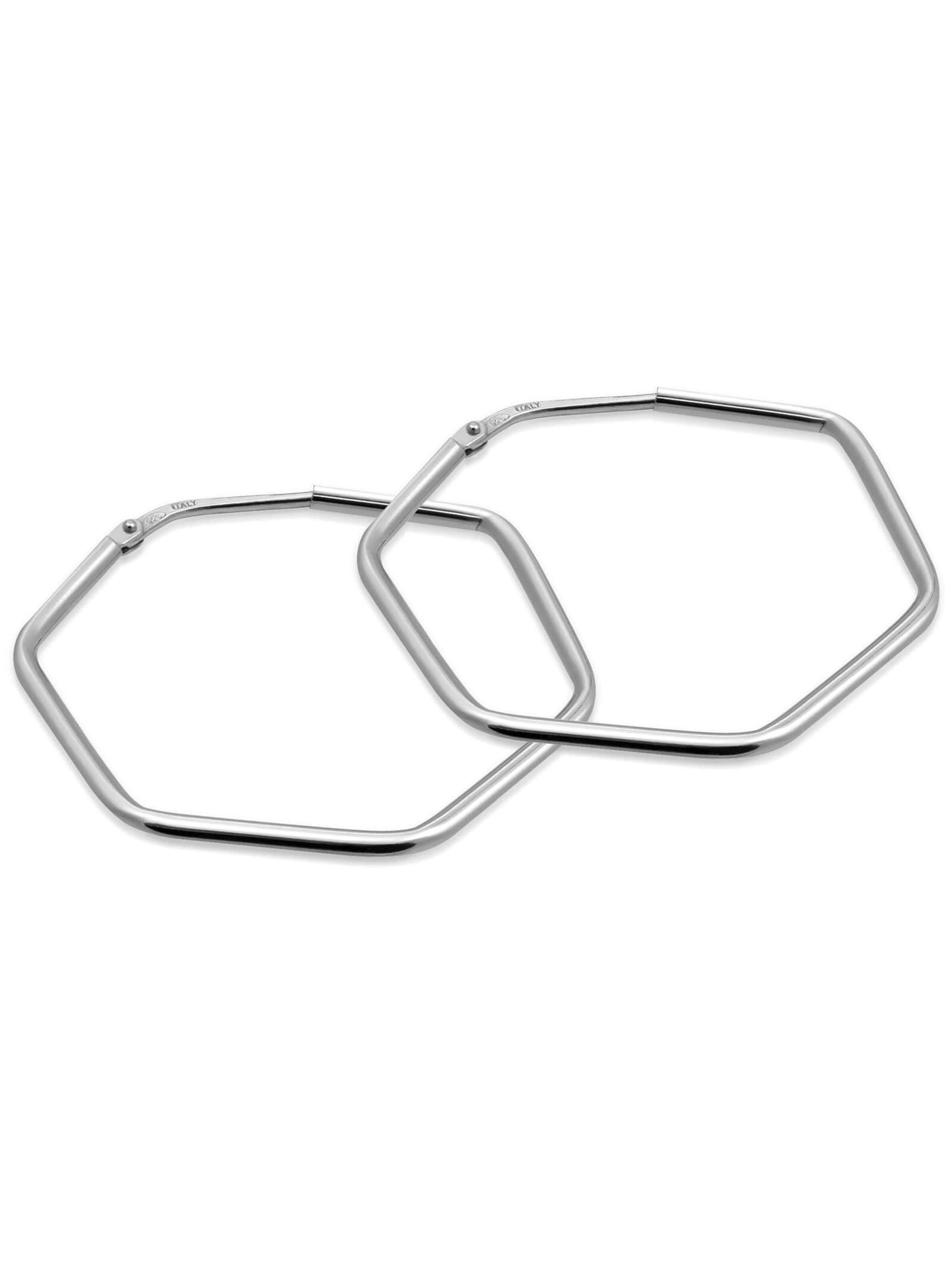 modabilé Ohrringe 'HEXAGON Dezent'‌‌‌‌‌‌ in Silber: Vorderseite