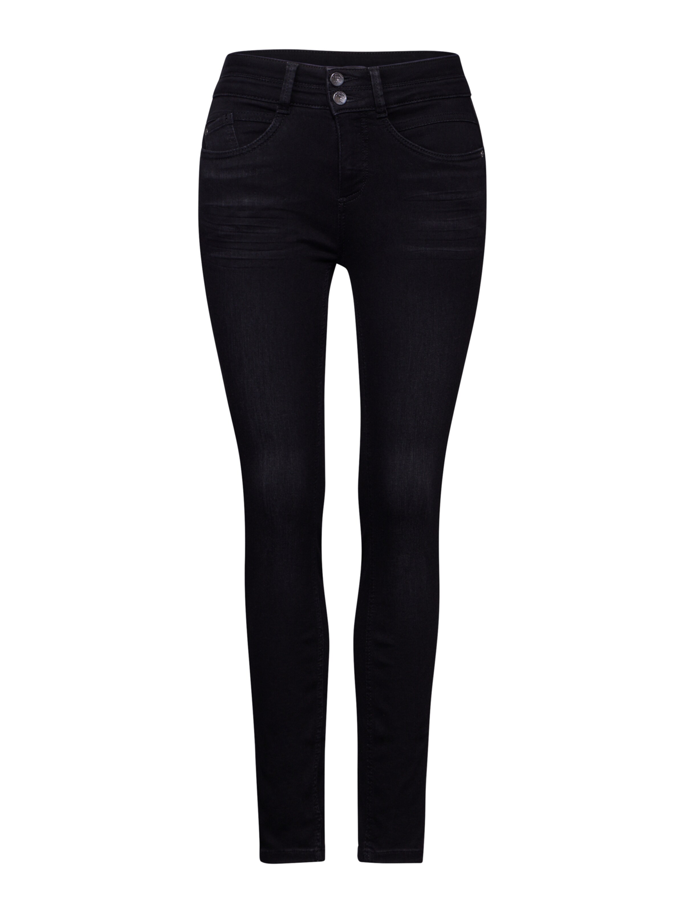 STREET ONE Slimfit Jeansy w kolorze czarny: przód