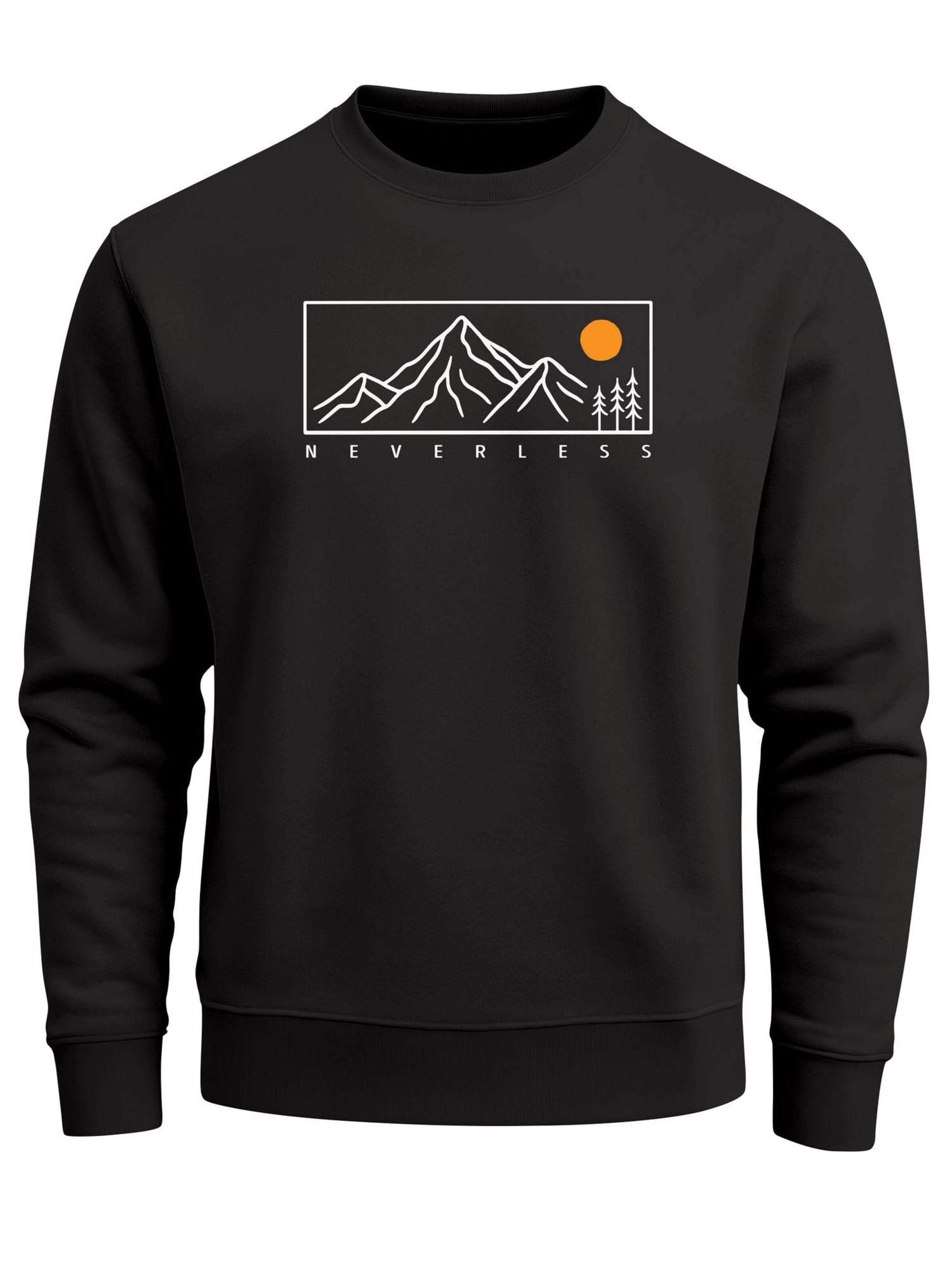 Neverless Sweatshirt 'Bergkette' in Black: front