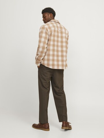 JACK & JONES Comfort fit Button Up Shirt in Beige