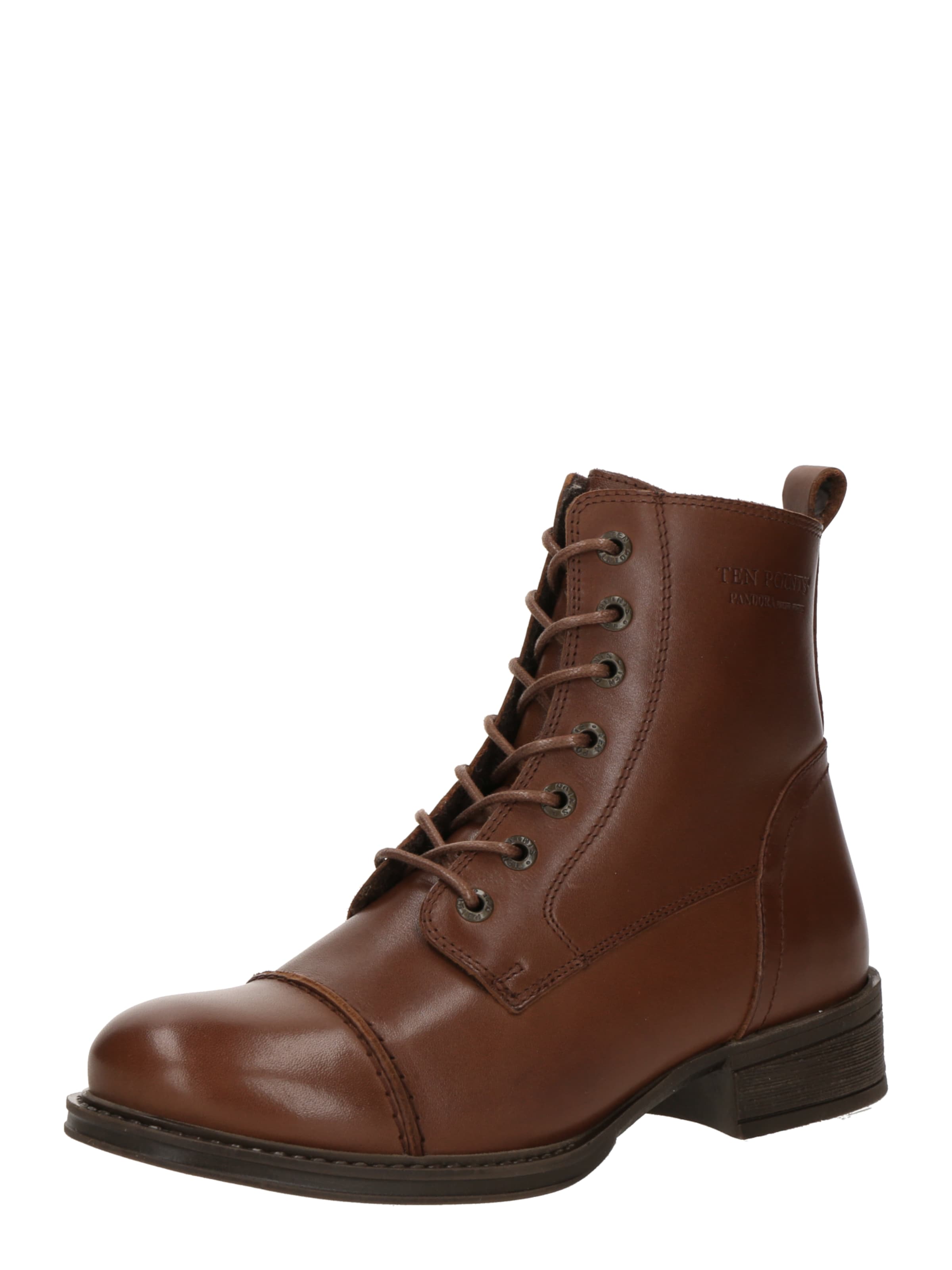 Ten Points Μποτάκι με κορδόνια 'PANDORA' σε καφέ: μπροστά