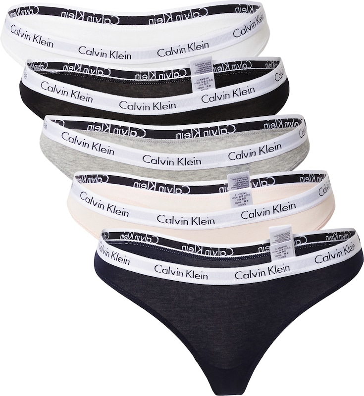 Calvin Klein Underwear String in Dunkelblau Graumeliert Schwarz Weiß