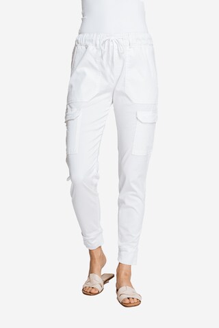 Zhrill Slim fit Cargo Pants in White: front