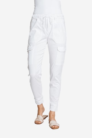 Zhrill Cargo Pants in White: front