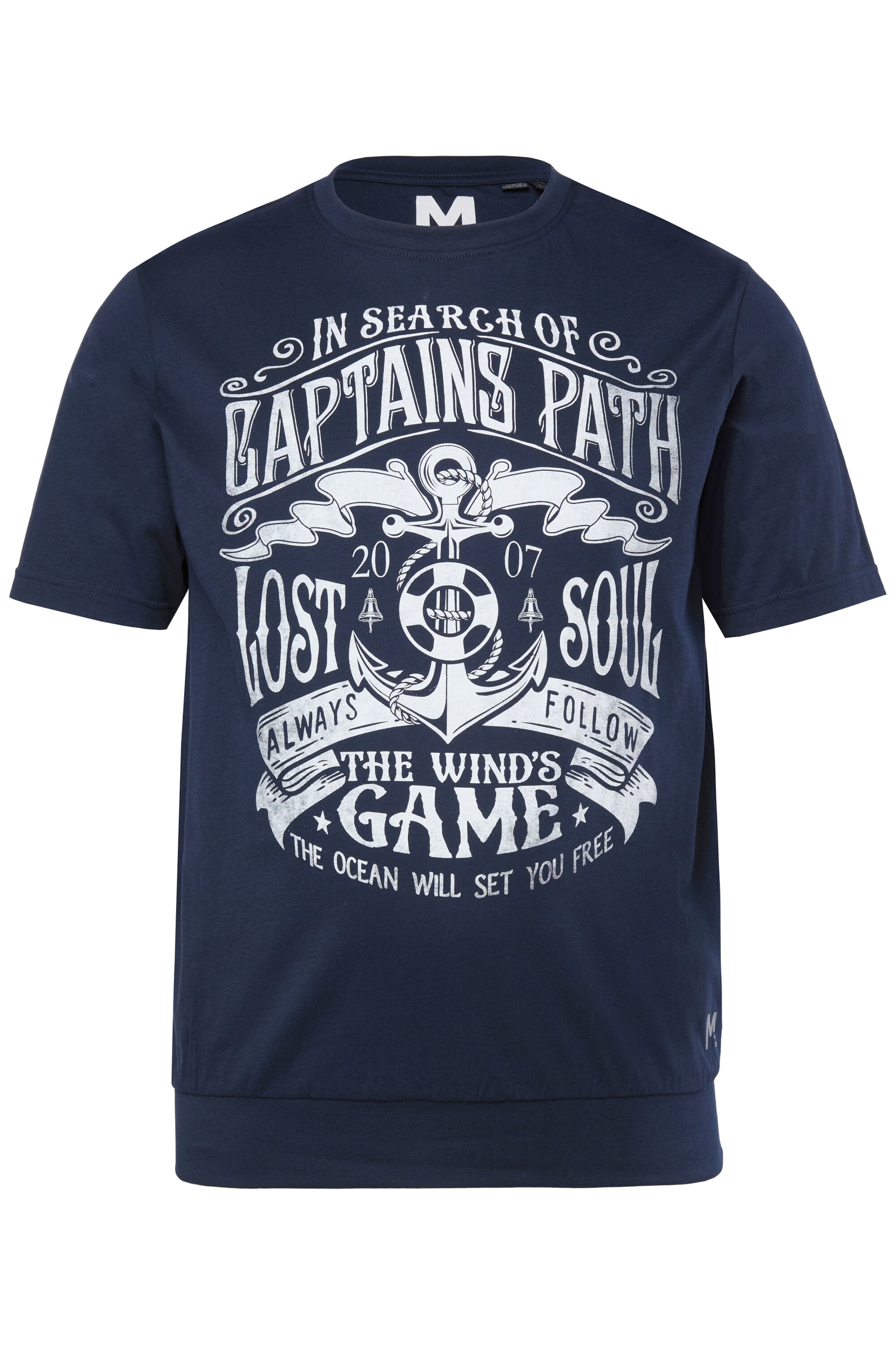 Men Plus Shirt in L in de kleur Navy / Wit, Productweergave