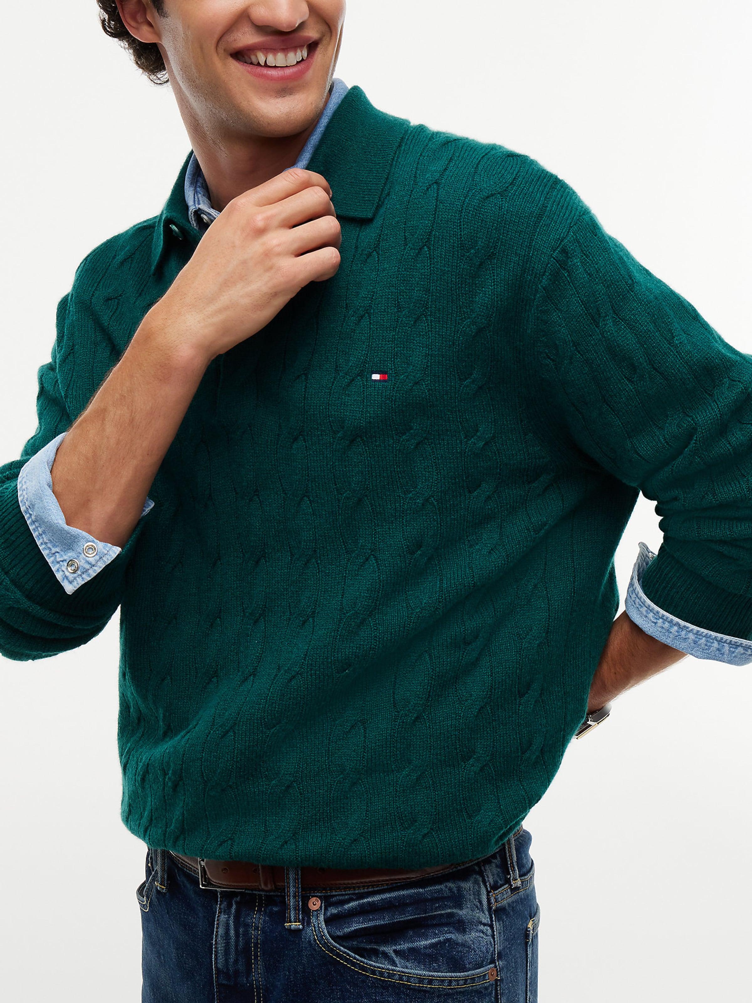 TOMMY HILFIGER Pullover in Grün
